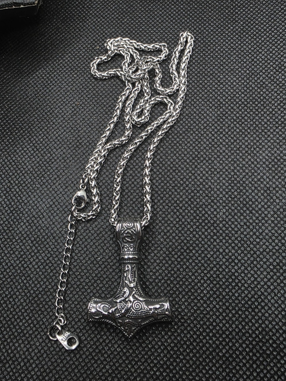 Stainless Steel Thor's Hammer Pendant Necklace for Men